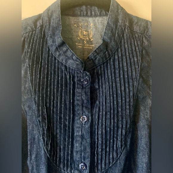 THRE3 Sleeveless Dark Blue Denim Vibes Button Up Fit & Flare Belted Dress EUC - Picture 14 of 16